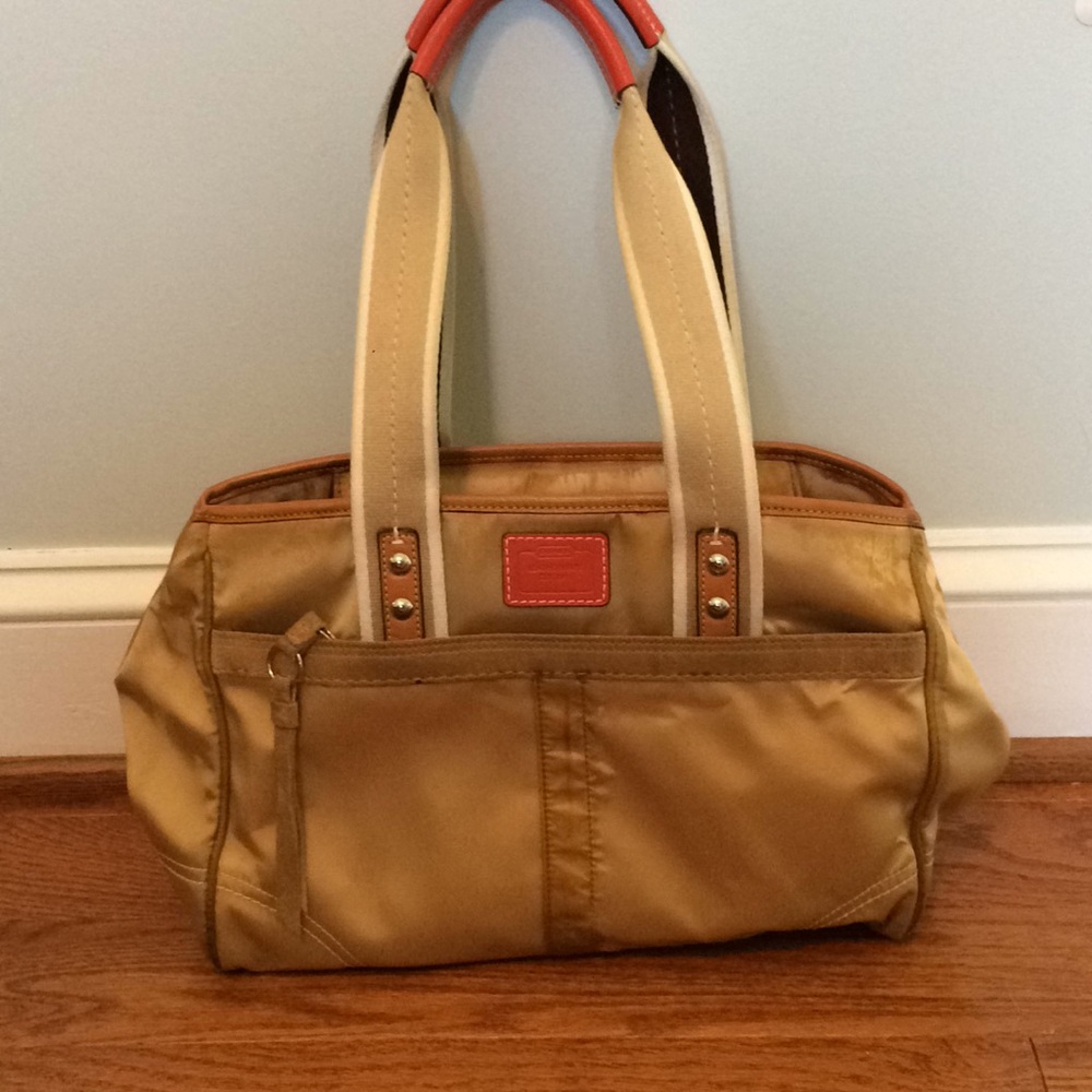 Large gold Coach bag